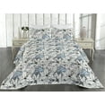 thumbnail image 2 of Ambesonne Tropical Quilted Bedspread Set 3 Pcs, Modern Lily Flowers Grunge, King, Black White and Pale Sky Blue, 2 of 4