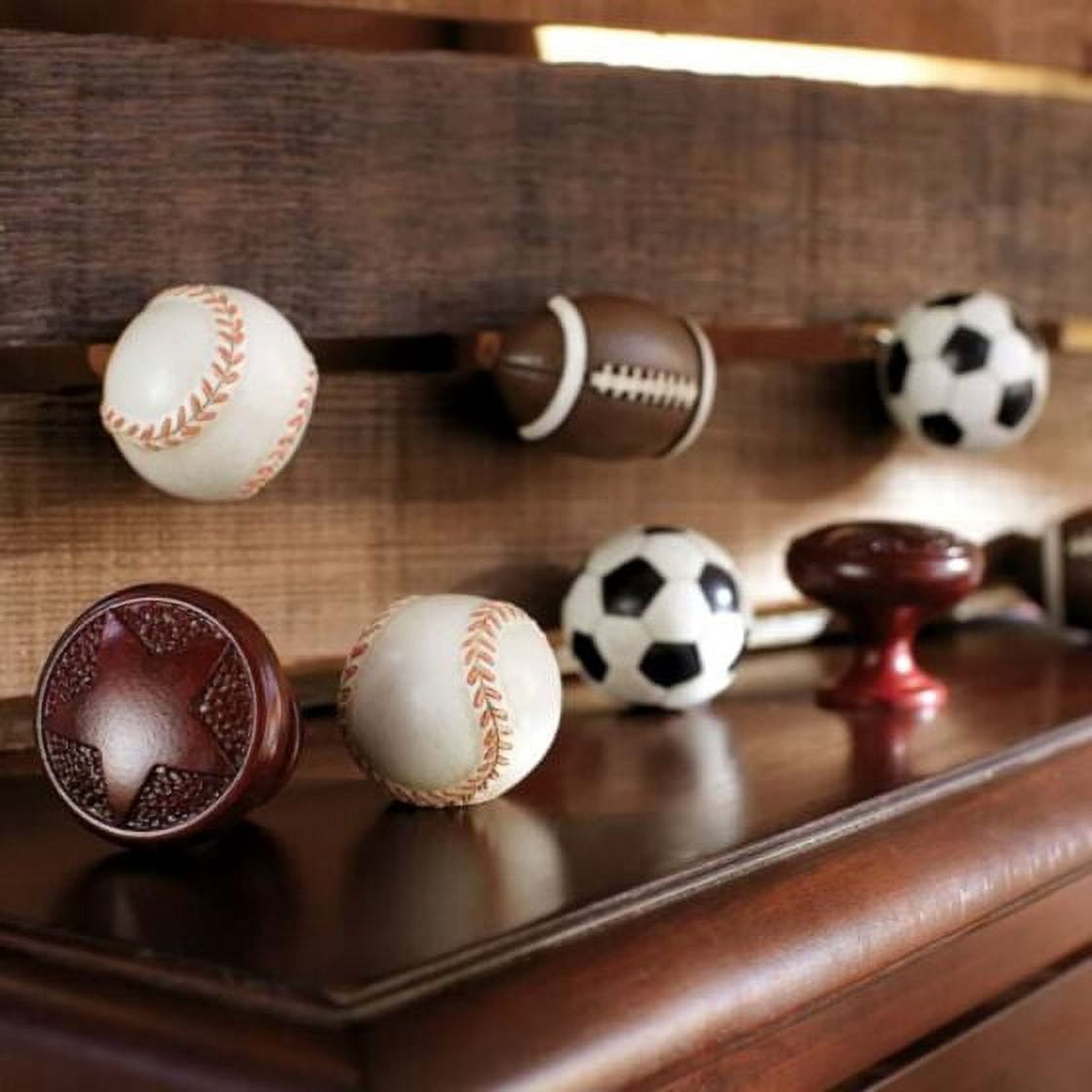Rok 5-Pack Go Team Collection Polyester White 1-1/4" Diameter Baseball Cabinet Hardware Knob