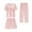 Pink, variant on Plebaso Girls Pajama Set Short Sleeve Tops Sleepwear Shorts Long Pants 3 Piece Kids Loungewear Outfits