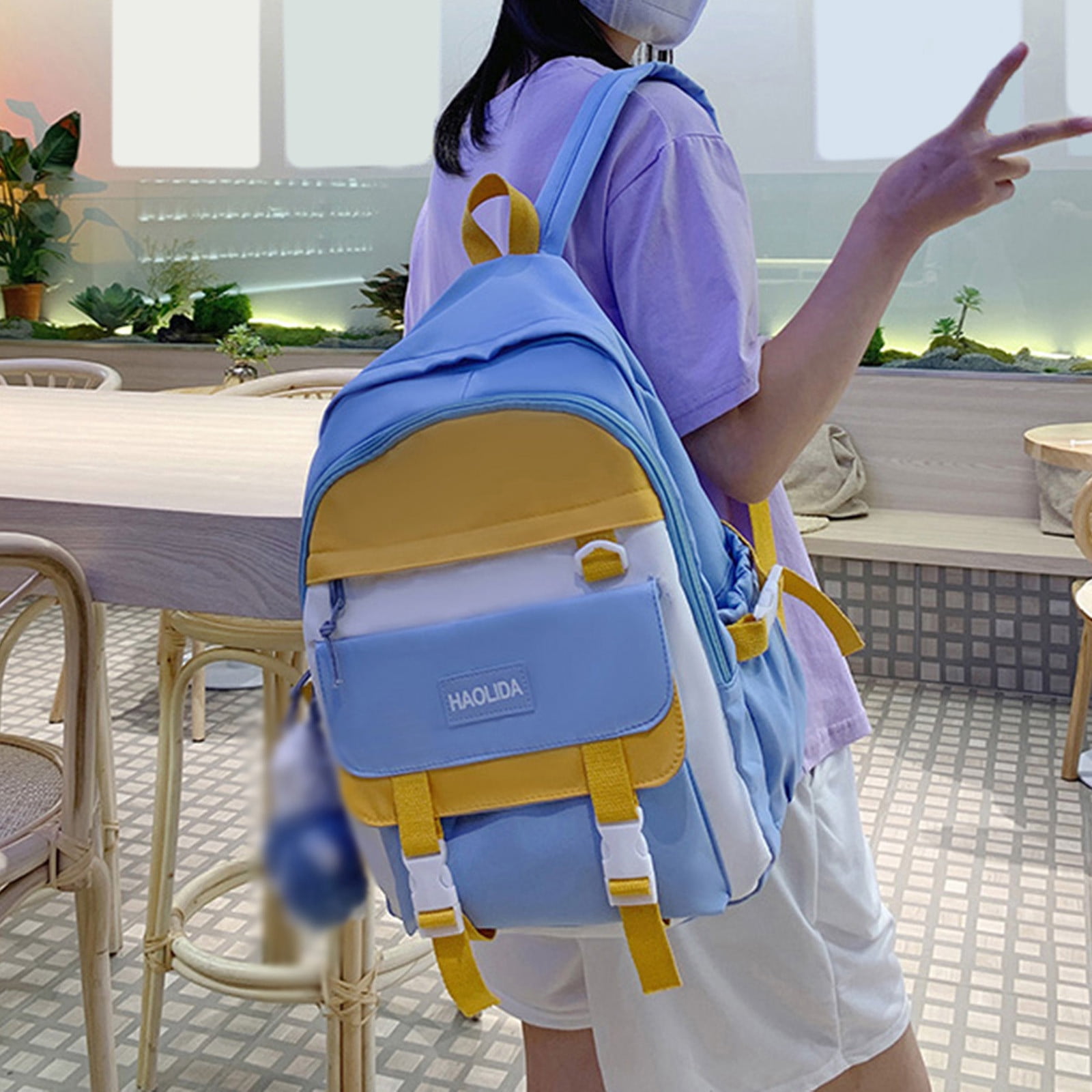 HIPYLO Travel Backpack Personal Item Size Womens Backpack Purse Small Canvas Backpack Small Anti Theft Backpack Mens Work Backpacks Professional, Blue