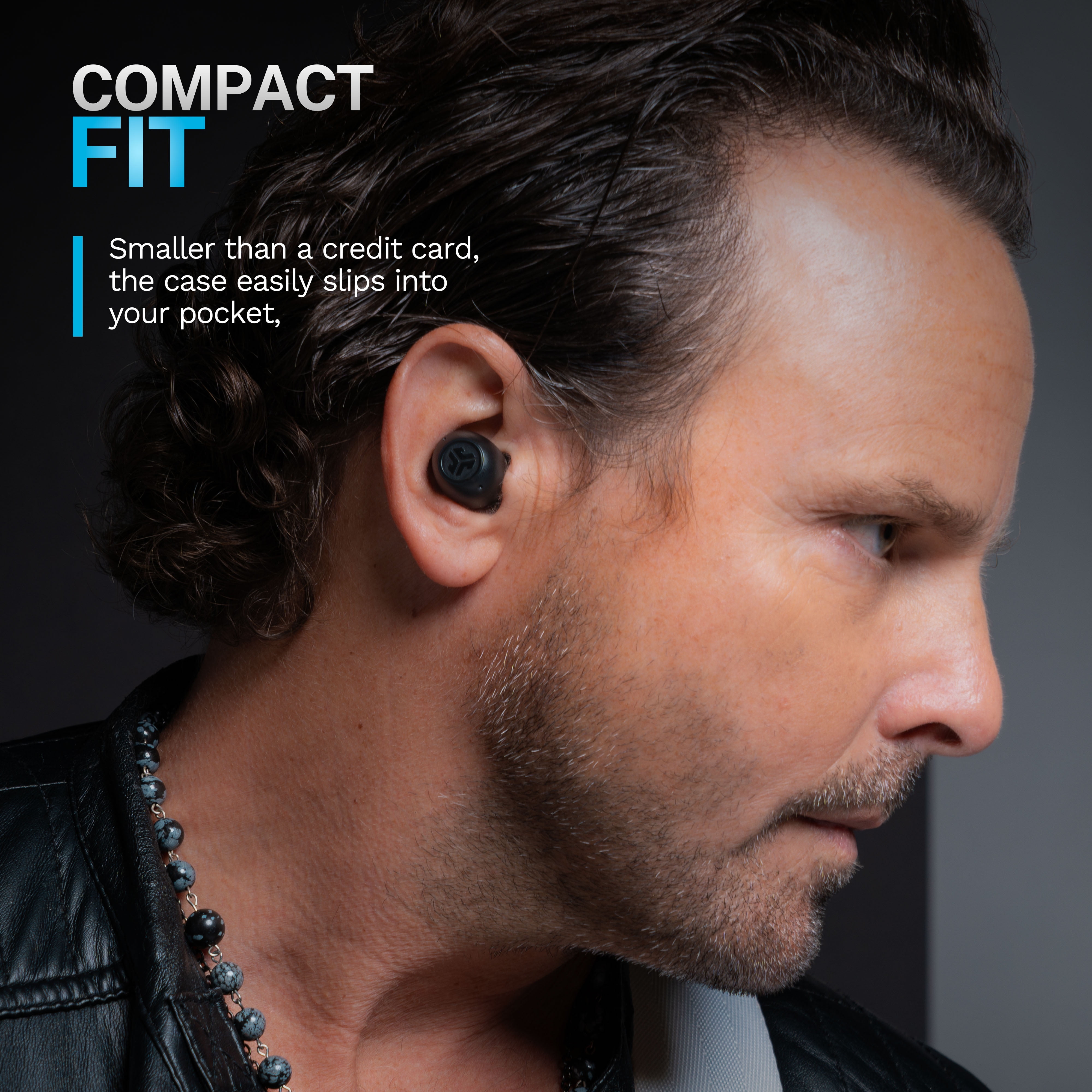 JLab GO Pop ANC Bluetooth Earbuds, Charging Case, Black,
