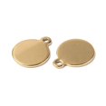 thumbnail image 2 of 20pc Ion Plating(IP) 304 Stainless Steel Charms Flat Round Charm Real 18K Gold Plated 12.5x10x1mm Hole: 1.4mm, 2 of 2