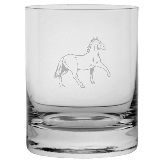 Paso Fino Body - Alternate Horse Themed Etched 10.25oz Crystal Rocks Whisky Glass