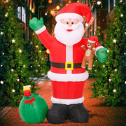 6 FT Decoration Santa Claus Carry Gift Bag and Bear, LED Lights Blow Up Yard Decoration,for Holiday Xmas Party ,Indoor,Outdoor,Garden,Yard Lawn Winter Decor