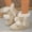 White, variant on Women's Slip on Mid Calf Boots, Fur Ball Warm Versatile Snow Design with Cushion Sole, Cozy Boots for Cold Weather Gift