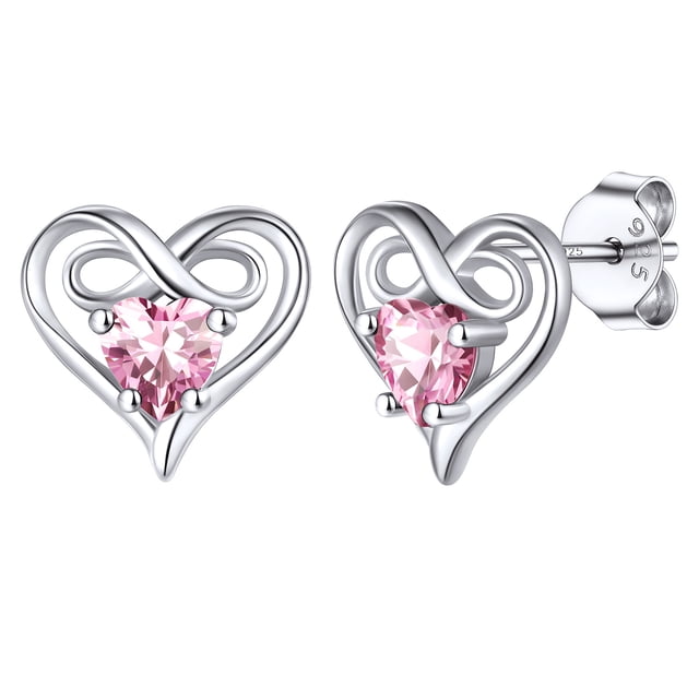 Pendientes Silvora Dainty con piedras preciosas para mujer, plata de ley, corazón infinito, regalo de joyería para cumpleaños o Navidad
