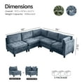 thumbnail image 5 of Advwin Oversized Modular Sectional Sofa, 5 Seat Plush Chenille Couch with Thick Cushions, Modern Comfy Convertible L Shaped Sleeper Sofa Bed for Living Room, Blue, 5 of 10