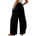 thumbnail image 3 of IYYVV Womens Elastic High Waist Wide Leg Barrel Pants Flowy Baggy Balloon Trousers Summer Beach Pants Vacation Black XL, 3 of 5