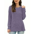 thumbnail image 5 of Tunic Sweaters for Women Long Sleeve Pullover Shirts Crewneck Loose Lightweight Casual Knit Tunic Tops Purple XXL, 5 of 7