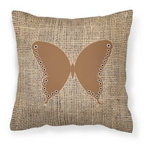 Carolines Treasures BB1036-BL-BN-PW1818 Butterfly Burlap and Brown   Canvas Fabric Decorative Pillow BB1036 18H x18W