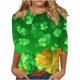 thumbnail image 2 of RKSTN 3/4 Length Sleeve Womens Tops Oversized Crewneck St Patricks Day Lucky Shamrocks Graphic Print T Shirt Womens Casual Plus Size Round Neck Loose Irish Festivities Three Quarter Sleeve Shirt, 2 of 6