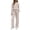 Beige, variant on Women Dressy Pant Suits, 2‑Piece Long Sleeve Crew Neck Striped Blouse And Drawstring Elastic Waist Pocketed Wide Leg Trousers Casual Loungewear Outfit Set, S‑XXL, True To Size