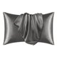 thumbnail image 1 of Deconovo Funda de almohada de seda Queen para cabello y piel, paquete de 2, gris carbón, fundas de almohada de satén con cierre de sobre, protector de almohada suave y antideslizante, 1 of 8