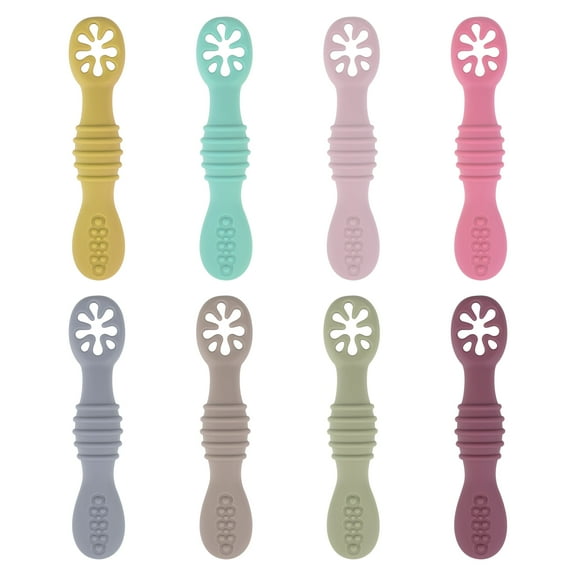 8 Pcs Baby Led Weaning Utensils, First Stage Silicone Baby Spoon, Multicolor Baby Spoons Self Feeding 6  Months, Cucharas para Bebes for Solids and Purees