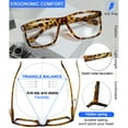 thumbnail image 5 of MARE AZZURO Oversized Square Reading Glasses Men Large Readers Big Face 1.00 1.25 1.50 1.75 2.00 2.25 2.50 2.75 3.00 3.50 4.00 5.00 6.00 (Tortoise, 400), 5 of 8