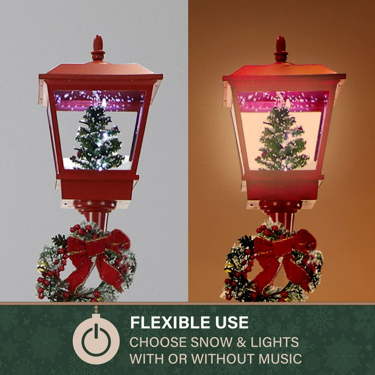 Fraser Hill Farm 5.9 ft Musical Snowy Christmas Lantern in Red