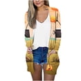 thumbnail image 2 of WFJCJPAF 2024 New Halloween Clearance! Halloween Sweaters for Women,Fashion Women's Casual Long Sleeve Print Pocket Ladies Tops Blouse Cardigan - Orange XXL, 2 of 5