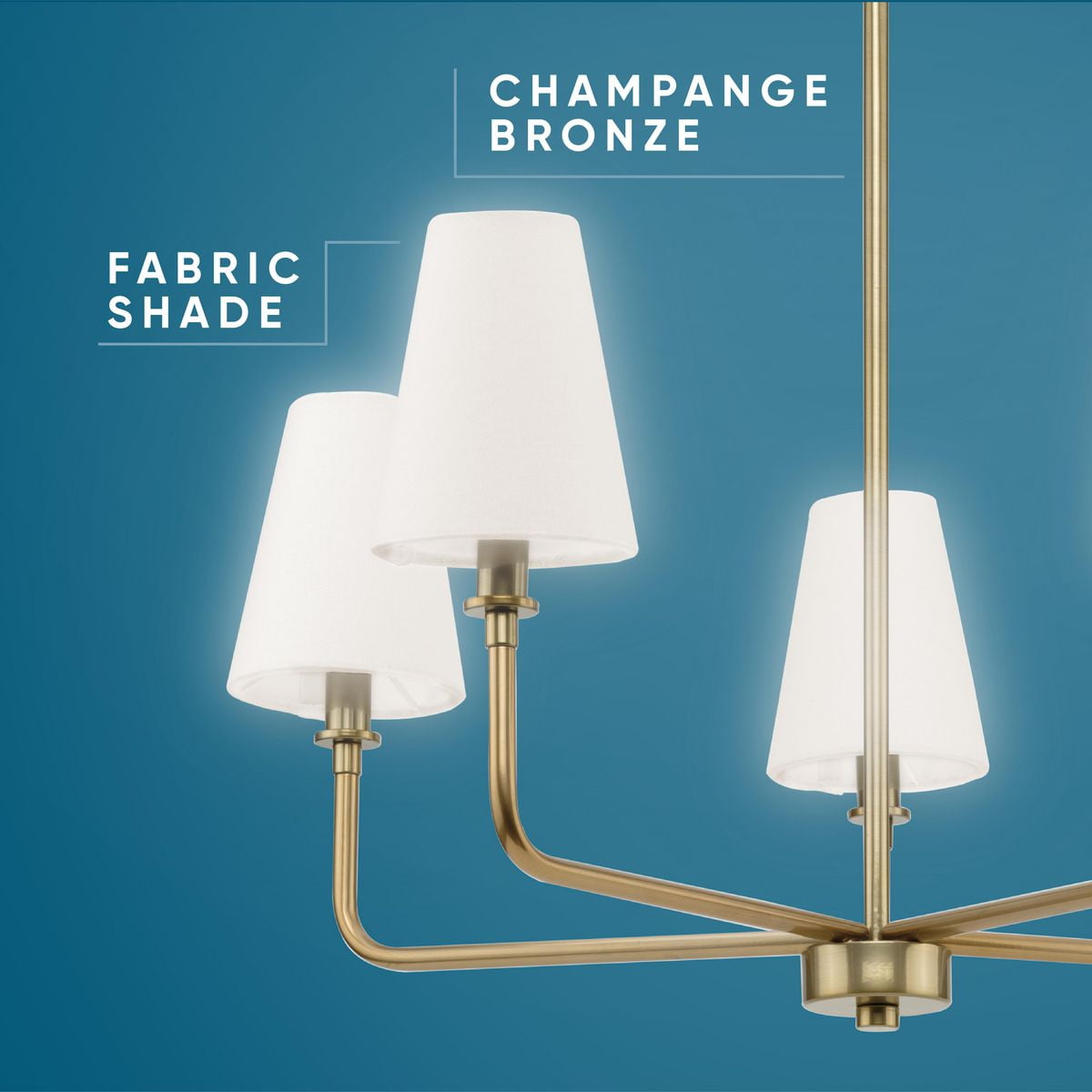 Avec Payton Collection 5-Light Contemporary Champagne Bronze Chandelier with White Fabric Shades
