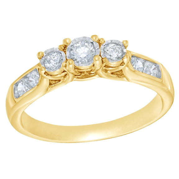 AFFY White Natural Diamond Engagement Ring in 10k Yellow Gold (0.5 Cttw)