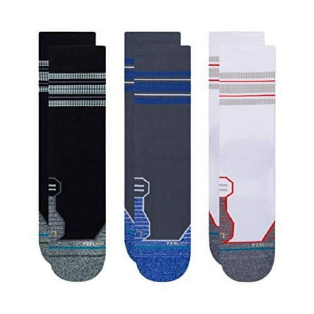 Stance Unisex Manor Running Crew Socks 3 Pack (Black, Grey. White) - A448A21MAN-MUL