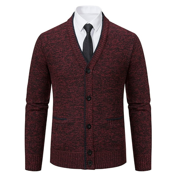 Leesechin Men's Casual Long Sleeve Shawl Collar Buttons Down Cable Knit Cardigan Sweater with Pockets