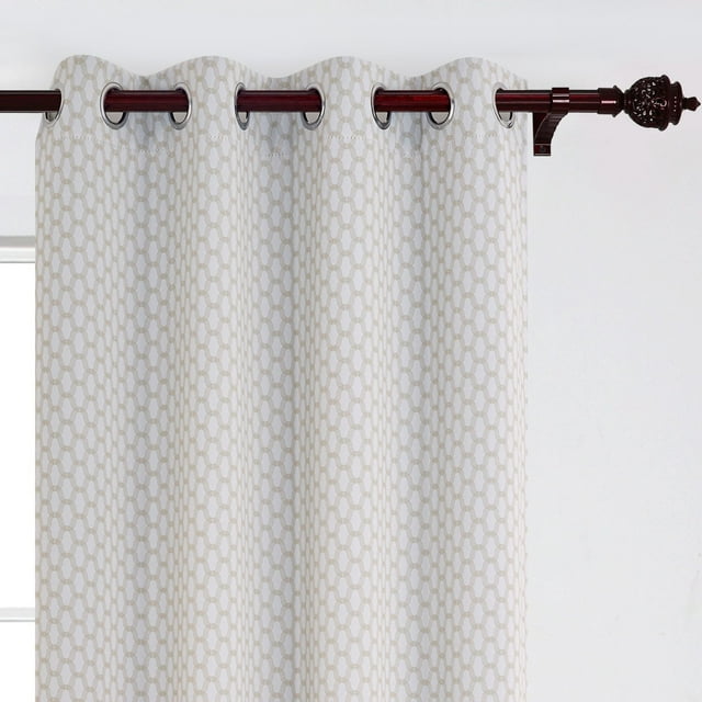 Cortinas Opacas con Ojales para Sala de Estar, 132 x 160 cm, Color Beige