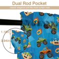 Monster Cartoon Truck Blue Pattern Sheer Curtains, Voile Drapes with ...
