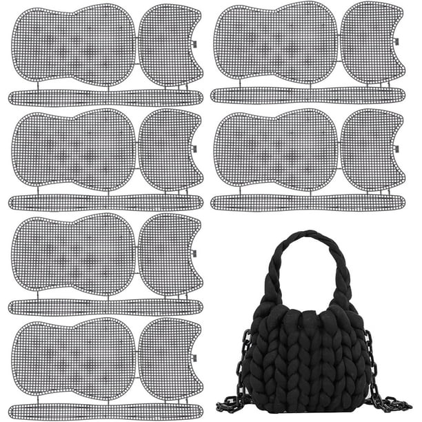 6 láminas de malla plástica para dar forma a la base de bolsos, plantilla para hacer bolsos, ganchillo y bordado, láminas negras