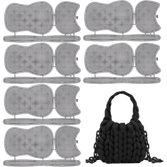 6Pcs Plastic Mesh Canvas Pads Sheets Bottom Shaper Purse Making Template Crochet Embroidery Black Sheets for Acrylic Yarn Crafting Knit Crochet Projects Black