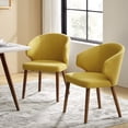 thumbnail image 2 of Dining Chairs Set of 2 Wingback Accent Chair Upholstered Armrest Solid Wood Legs Living Room Kitchen Restaurant Mustard, 2 of 7