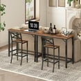63-Inch Rustic Brown Connectable Pub Table with Sturdy Metal Frame ...