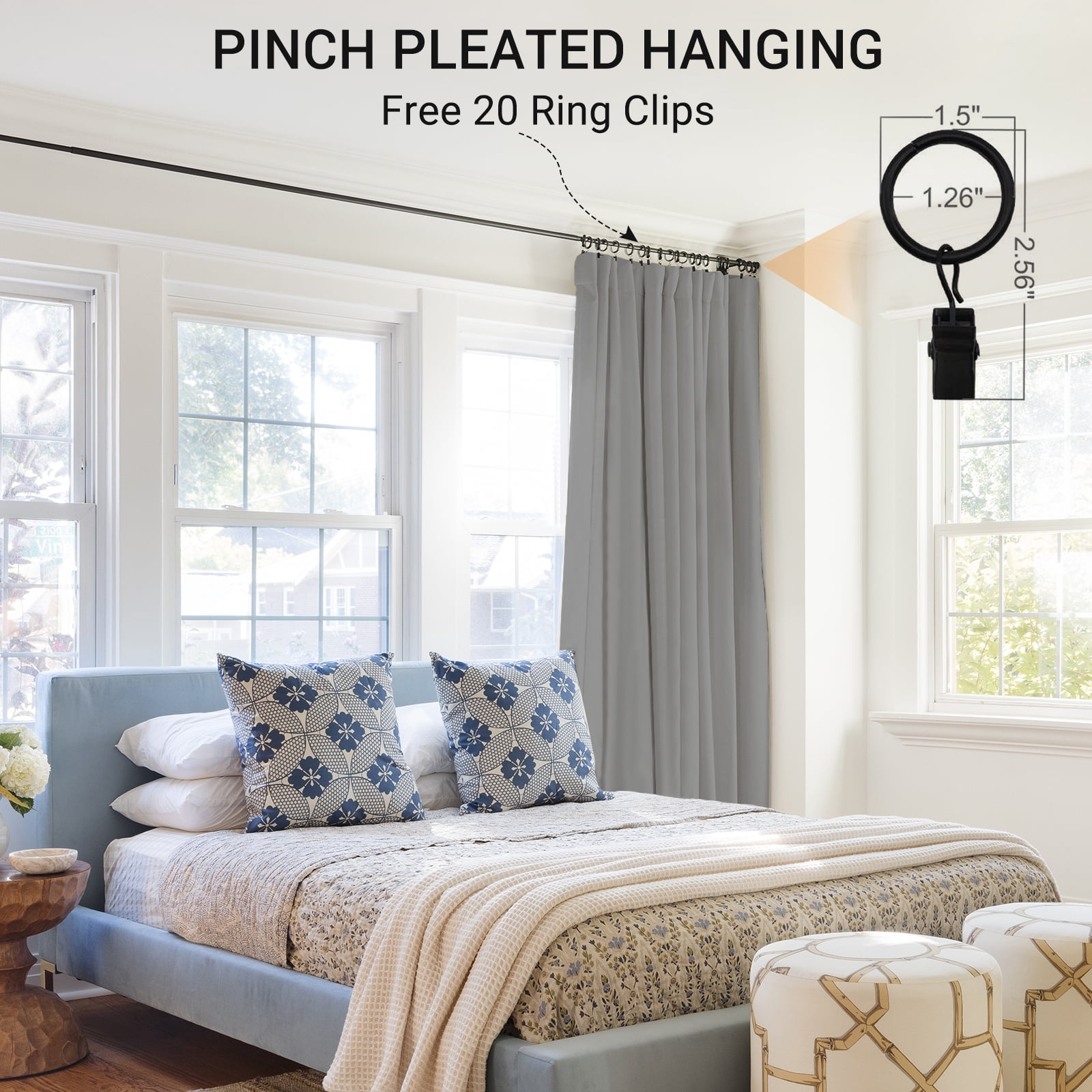 Blackout Curtains 2 Panels Set, Linen Textured Blackout Drapes, Thermal Insulated Curtains for Bedroom Living Room, W50" X L63" DarkGrey