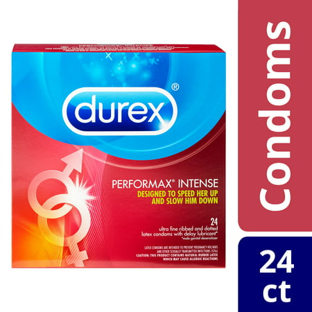 Durex Performax Intense Ultra-Fine, Ribbed and Dotted Condoms with Delay Lubricant - 24 (Best Type Of Condom For Protection)