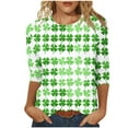 thumbnail image 2 of HOMBOM Womens Shamrock Shirts Irish Graphic Tees Green Holiday Casual St.Patrick's Day Tops for Ladies 3/4 Sleeve, 2 of 7