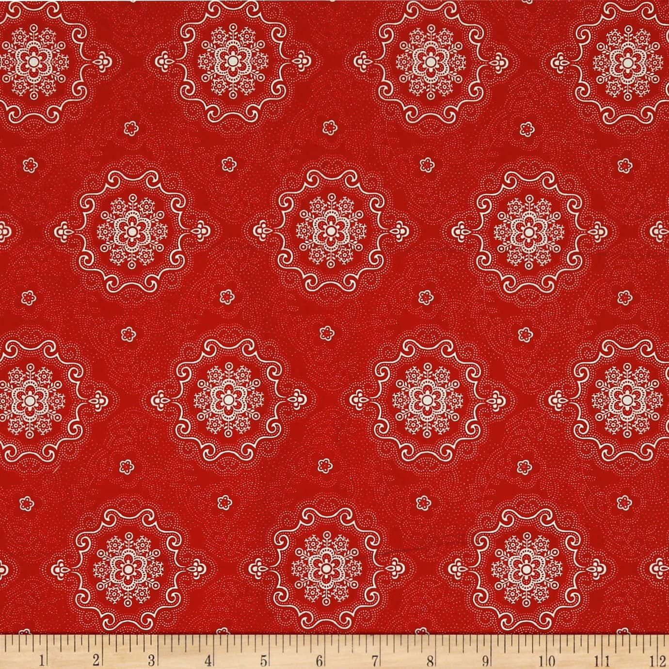 QT Antiquities Colebrook Large Medallion Red Cotton fabric by The Yard