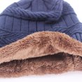 thumbnail image 4 of Sombrero de punto para hombre lana más terciopelo grueso al aire libre cálido jersey sombrero Eccomum Negro M (56-58 cm), 4 of 6