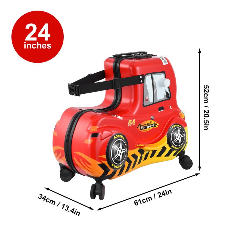 Xianers Toddler Ride on Suitcase 24 in Carry-On Red Car Luggage Cabin Case Cabin Luggage with Safety Belt for Kid Boy Aged 6-12 Years Old exceptional