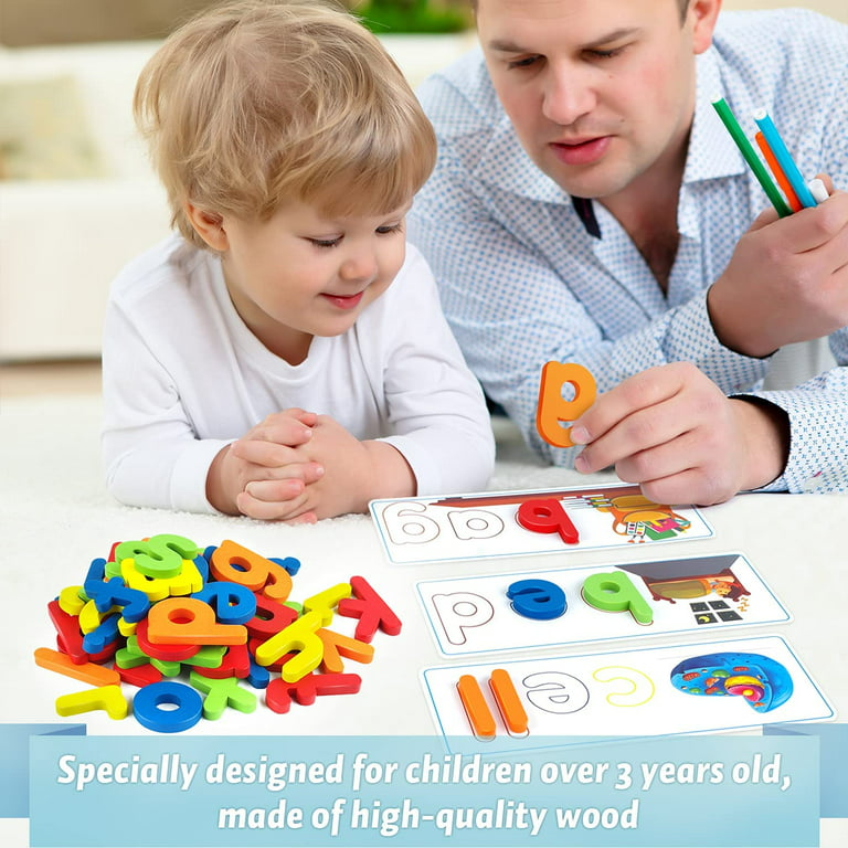  KMUYSL See & Spell Learning Juguetes educativos y regalo para  niños y niñas de 2, 3, 4, 5, 6 años, 80 piezas de constructores de palabras  CVC, juego de reconocimiento de