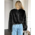 thumbnail image 5 of Women's Cropped Faux Fur Jacket Fashion Long Sleeve Casual Short Coat with Zipper, 5 of 8