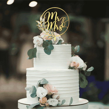 Mr & Mrs Cake Topper Gold Acrylic Greeny Wedding Cake Topper Decoration