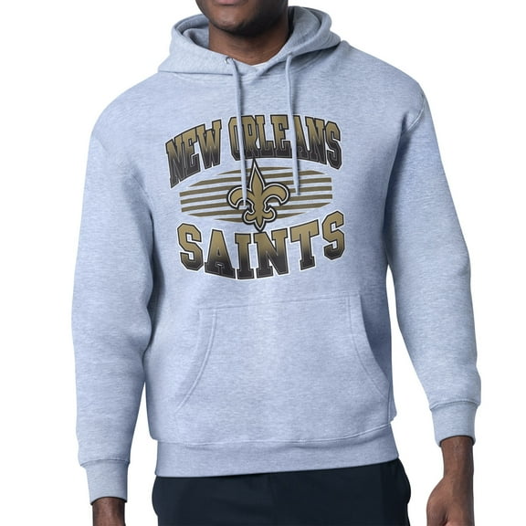 Men's Starter Heather Gray New Orleans Saints Team Grit Graphic Hoodie