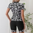 thumbnail image 5 of lcziwo Womens Swimsuits Zip Short Sleeve Tropical Rash Guard Shirt and Boy Shorts 2 Piece Sets Fashion Palm Trees Print Bathing Suit 2025 Summer Swimwear Black L Limited Time Sales of The Day, 5 of 9