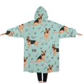 thumbnail image 2 of Oversized Wearable Blanket Hoodie,German Shepherd Dog and Music Sherpa Blanket Hoodie with Super Pockets,Super Warm Fuzzy Pullover for Women & Men, 2 of 6