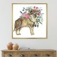 thumbnail image 2 of Designart 'Wolf With Woodland Flowers On White' Farmhouse Framed Canvas Wall Art Print, 2 of 5