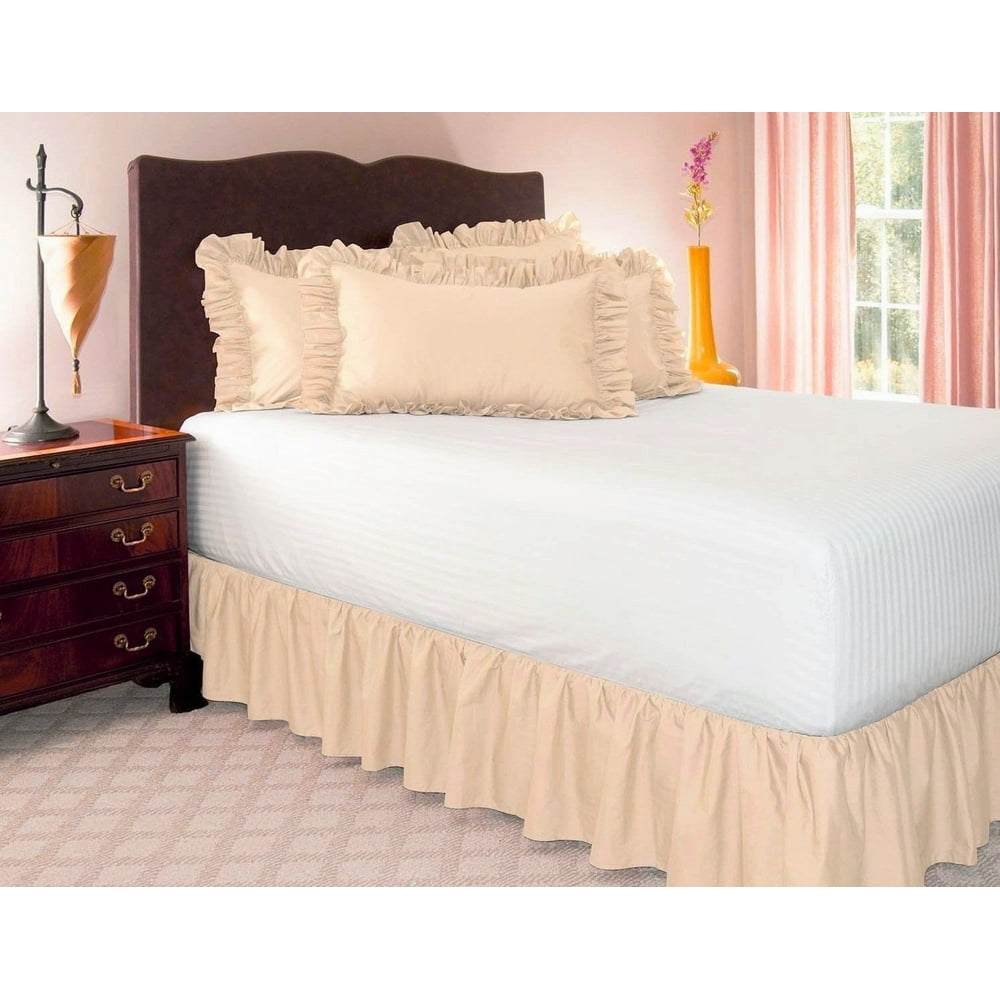 KING TAUPE Solid Bed Bedding Skirt Soft 100 Soft Smooth Microfiber PleatedOnly on 4 Corners