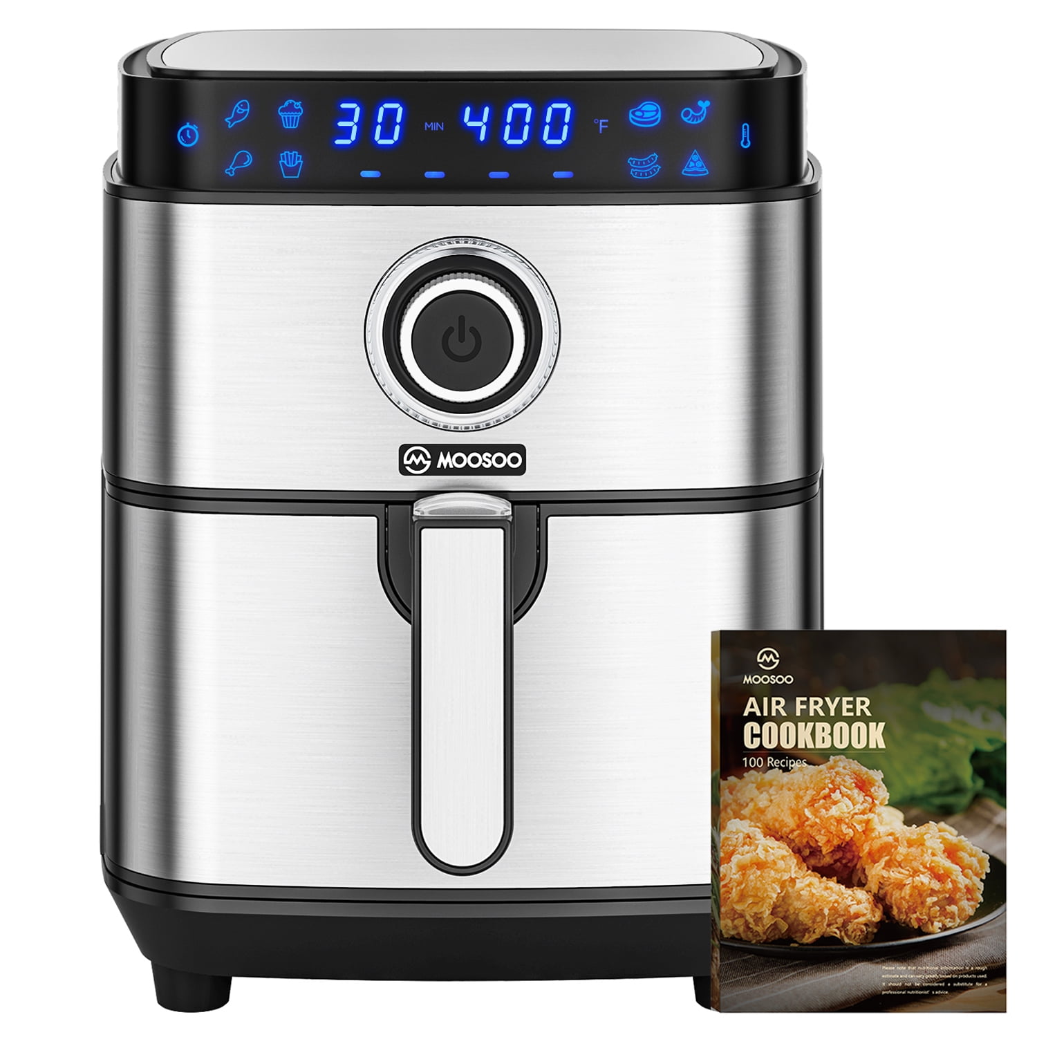 MOOSOO Air Fryer 5.2 Quart , 1500W Oilless Digital Air Fryer with