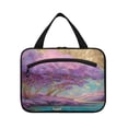 thumbnail image 2 of Travel Hanging Toiletry Bag with 4 Zipped Compartments Waterproof Makeup Accessories Spacious Cosmetic Bag Purple Trees Medium, 2 of 9