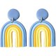 thumbnail image 1 of Preciosos aretes colgantes de arco iris de arcilla, aretes de aro redondos con forma de abanico en U de resina rosa colorida para mujeres y niñas, estilo Vsco Y2k, dulce y lindo regalo de joyería, 1 of 4