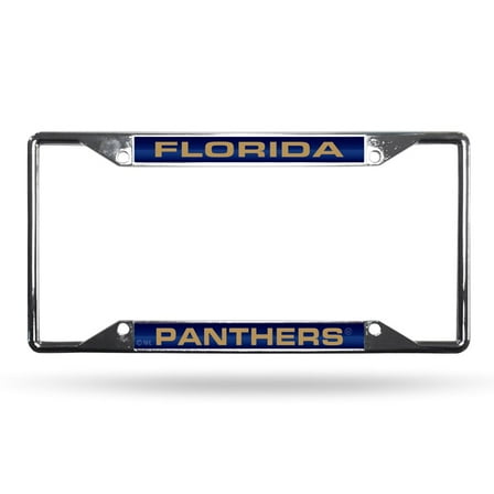 Florida-Hockey-Panther's  4-Corner EZ View Chrome Metal Laser Cut License Plate Frame