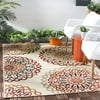 SAFAVIEH Veranda Axum Geometric Indoor/Outdoor Area Rug, 4' x 5'7", Cream/Red